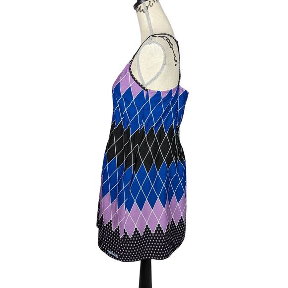Billabong Spaghetti Strap Geometric Print Dress Black Blue Purple Large - Picture 3 of 15